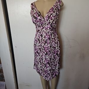 Merona Purple and White Floral Midi Dress